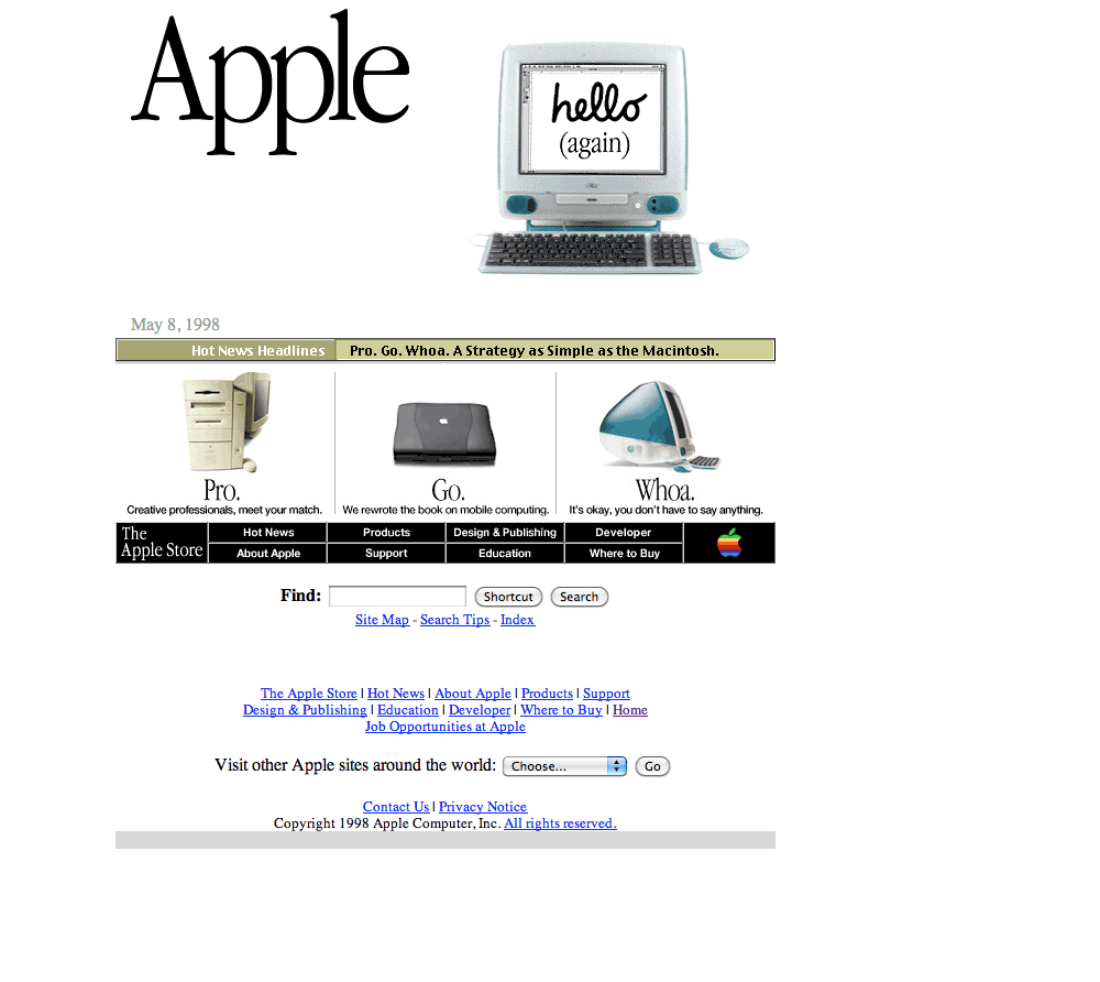 The first apple website